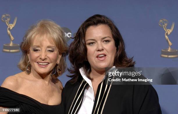 Barbara Walters and Rosie O'Donnell of "The View" during 33rd Annual Daytime Emmy Awards - Press Room at Kodak Theater in Hollywood, California,...