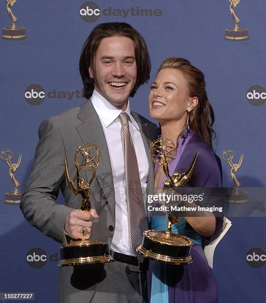 Tom Pelphrey, winner Outstanding Younger Actor in a Drama Series and Gina Tognoni, winner Outstanding Supporting Actress in a Drama Series, both for...