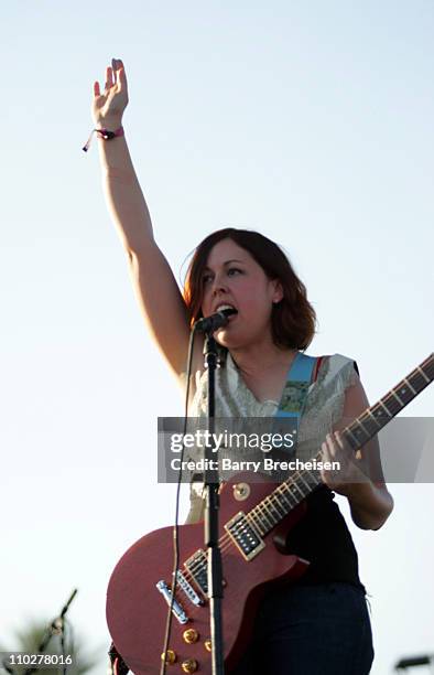 Corin Tucker of Sleater-Kinney during 2006 Coachella Valley Music and Arts Festival - Day Two at Empire Polo Fields in Indio, California, United...