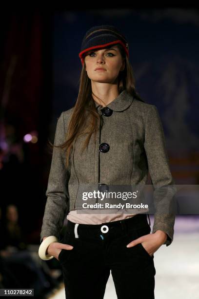 Anouck Lepere wearing Trovata Fall 2006 during Olympus Fashion Week Fall 2006 - Trovata - Runway at The Supper Club in New York City, New York,...