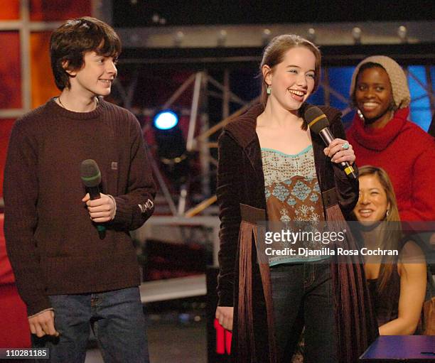 Skandar Keynes and Anna Popplewell during Anna Popplewell and Skandar Keynes of "The Chronicles of Narnia" Visit Fuse's "Daily Download" - December...