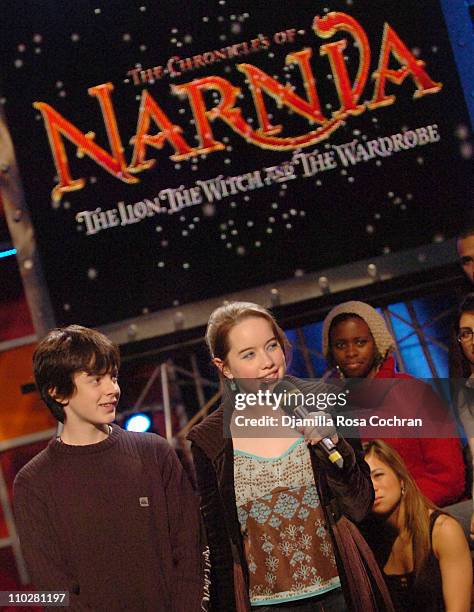 Skandar Keynes and Anna Popplewell during Anna Popplewell and Skandar Keynes of "The Chronicles of Narnia" Visit Fuse's "Daily Download" - December...