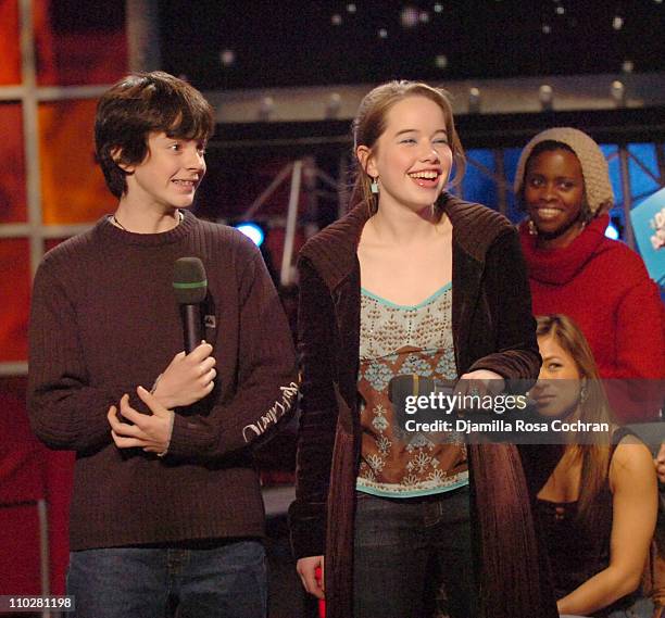 Skandar Keynes and Anna Popplewell during Anna Popplewell and Skandar Keynes of "The Chronicles of Narnia" Visit Fuse's "Daily Download" - December...