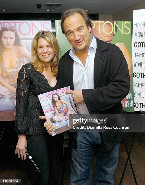 Jennifer Sloan and Jim Belushi during Hamptons Magazine Presents the Launch of Jim Belushi's Book "Real Men Don't Apologize" at Bed in New York City,...