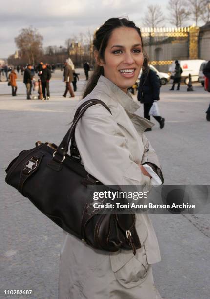 Elisa Tovati during Paris Fashion Week - Autumn/Winter 2006 - Ready to Wear - Celine - Departures at Jardins Ephemeres in Paris, France.