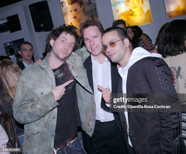 Jamie Kennedy, David Guillod and Stu Stone during 3 Arts Entertainment, Gotham Magazine and Vincent Longo Celebrate the N.Y. Upfronts at Stereo in...