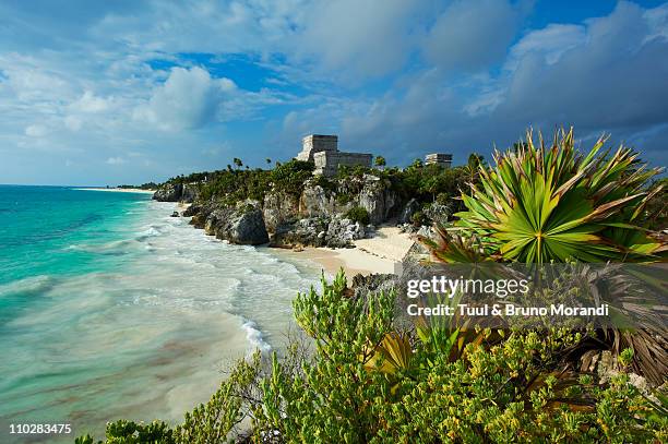 mexico, tulum, ancient maya site of tulum - tulum mexico 個照片及圖片檔