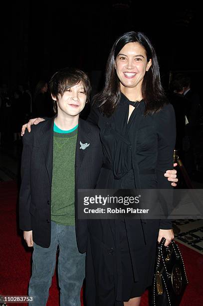Owen Kline and mother Phoebe Cates during New York Film Critics Circle 71st Annual Awards Dinner - Arrivals at Ciprianis 42nd Street in New York...