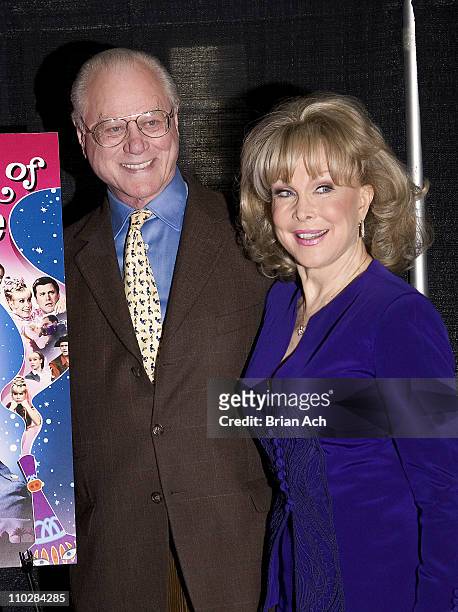 Larry Hagman and Barbara Eden during Larry Hagman and Barbara Eden Sign "I Dream of Jeanie" DVD at B&N in New York City - March 15, 2005 at Barnes...