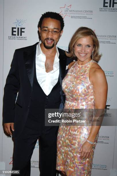 John Legend and Katie Couric during Katie Couric, EIF and NCCRA Present "Hollywood Meets Motown" Benefit - Arrivals at The Waldorf Astoria Hotel in...