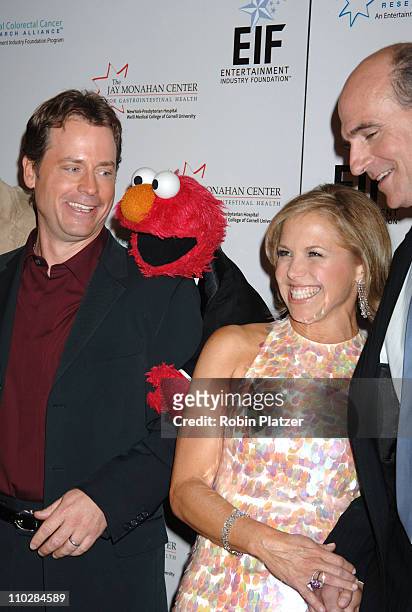 Greg Kinnear, Elmo, Katie Couric, James Taylor during Katie Couric, EIF and NCCRA Present "Hollywood Meets Motown" Benefit - Arrivals at The Waldorf...