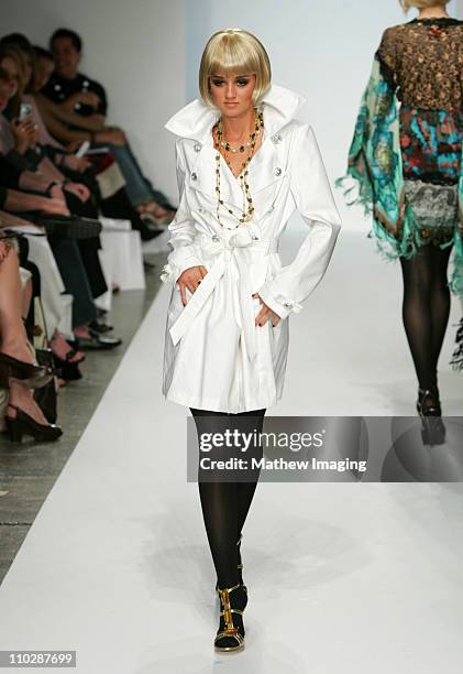 Caroline D'Amore wearing Meghan Fall 2006 during Mercedes-Benz Fall 2006 L.A. Fashion Week at Smashbox Studios - Meghan - Runway at Smashbox Studios...