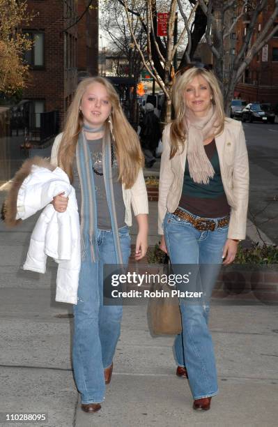 Marla Maples and daughter Tiffany Trump during Marla Maples and Tiffany Trump Sighting in New York - March 28, 2006 in New York City, New York,...