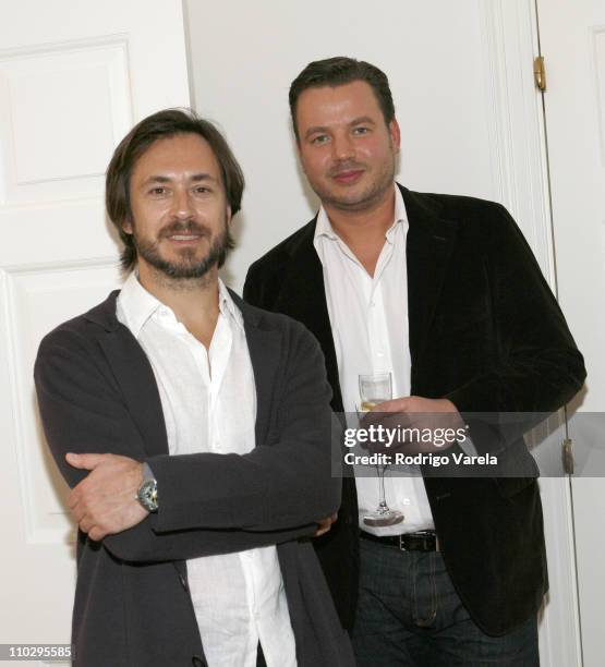 Marc Newson and Roberto Behar during Art Basel Miami Beach 2006 - IKEPOD Cocktail Party for Marc Newson at George Lindemann Residence in Miami Beach,...