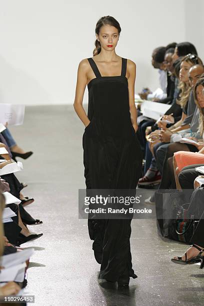 Morgane Dubled wearing TSE Spring 2007 during Olympus Fashion Week Spring 2007 - TSE - Runway at Lux in New York City, New York, United States.