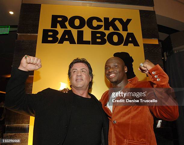 Sylvester Stallone and Antonio Tarver during "Rocky Balboa" Las Vegas Premiere - Red Carpet Arrivals at The Aladdin/Planet Hollywood Hotel and Casino...