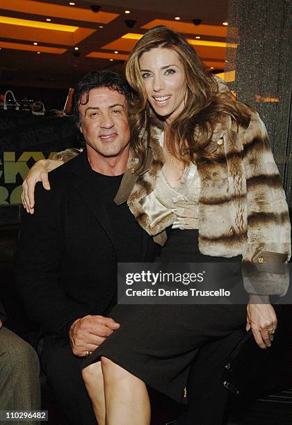 Sylvester Stallone and Jennifer Flavin during "Rocky Balboa" Las Vegas Premiere - After-Party at Aladdin/Planet Hollywood Hotel and Casino Resort at...