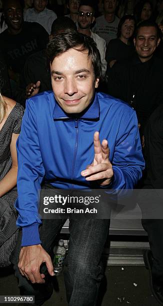 Jimmy Fallon during Olympus Fashion Week Spring 2007 - Y-3 - Front Row at Pier 40 in New York City, New York, United States.