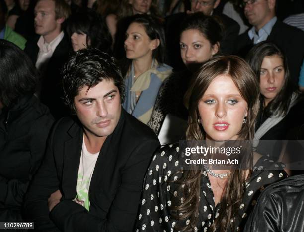 Brandon Davis and Nicky Hilton during Olympus Fashion Week Spring 2007 - Y-3 - Front Row at Pier 40 in New York City, New York, United States.