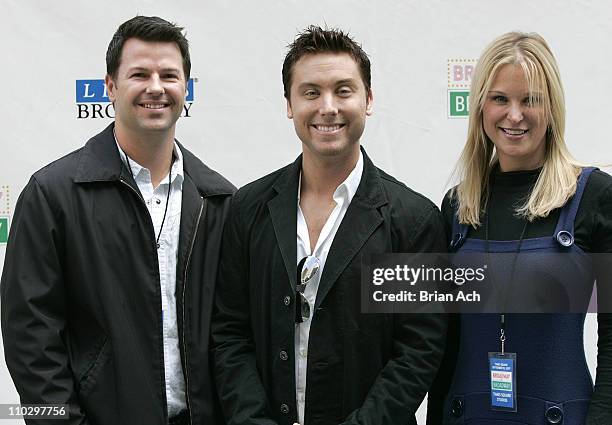 Mike Jerrick of "The Morning Show," actor Lance Bass, and Juliet Huddy of "The Morning Show," attend the 16th Annual Broadway on Broadway on...