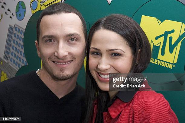 Jennifer Pena and Obie Bermuda during Jennifer Pena, Obie Bermudez, Diego Luna and Ne-Yo Visit MTV's "Mi TRL" - April 24, 2007 at MTV Studios in New...