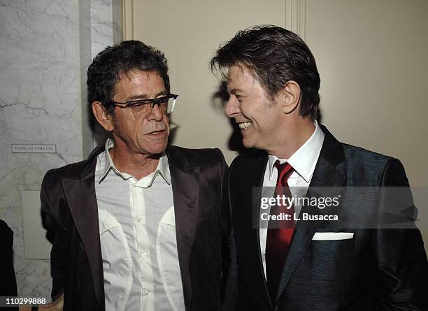 Lou Reed and David Bowie during Lou Reed is Awarded George Arents Pioneer Medal, Syracuse University's Highest Alumni Award at W New York Union...