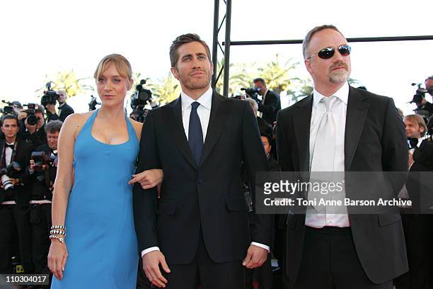 Chloe Sevigny, Jake Gyllenhaal and David Fincher during 2007 Cannes Film Festival - "Zodiac" Premiere at Palais de Festival in Cannes, France.