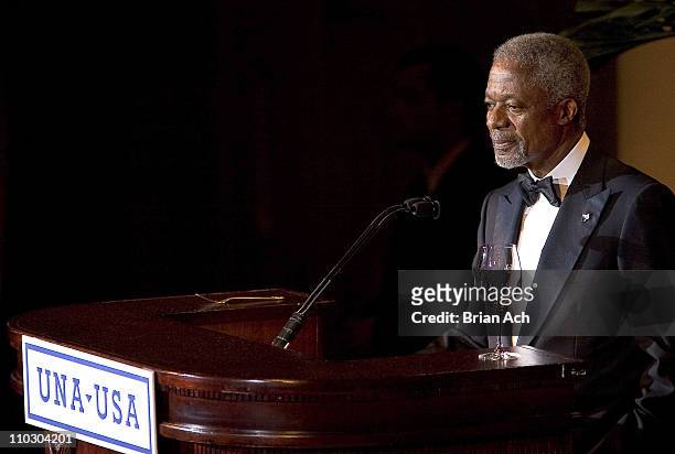 Kofi Annan during UNA Global Leadership Awards Gala with Bill Clinton and Kofi Annan - October 10, 2006 at The Waldorf-Astoria Hotel in New York...