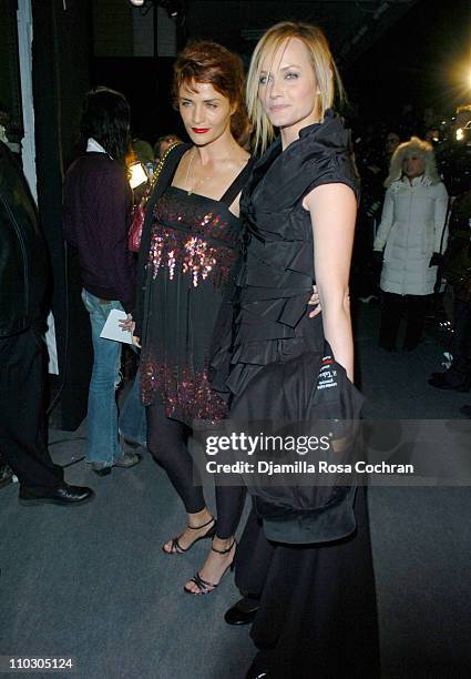 Helena Christensen and Amber Valletta during Mercedes-Benz Fashion Week Fall 2007 - Marc Jacobs - Arrivals at New York State Armory in New York City,...