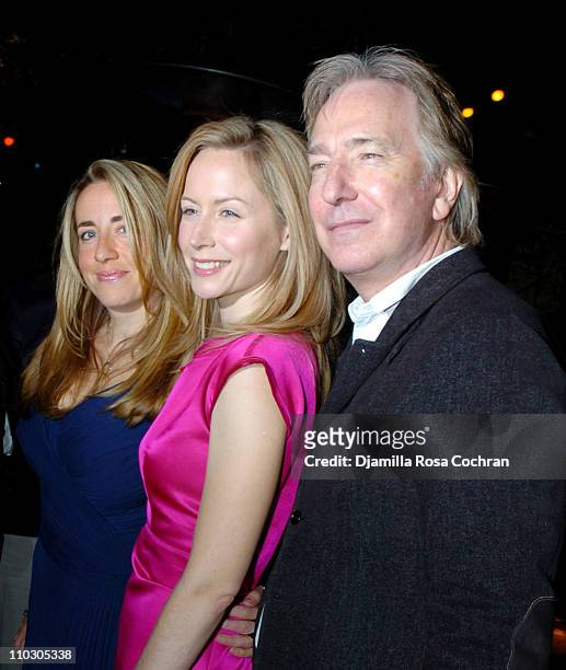 Katharine Viner, Megan Dodds and Alan Rickman during Opening Night of "My Name is Rachel Corrie" - After Party at Bowery Bar in New York City, New...