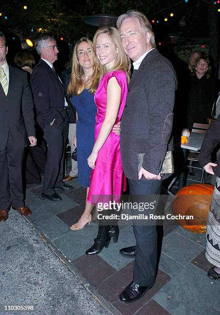 Katharine Viner, Megan Dodds and Alan Rickman during Opening Night of "My Name is Rachel Corrie" - After Party at Bowery Bar in New York City, New...