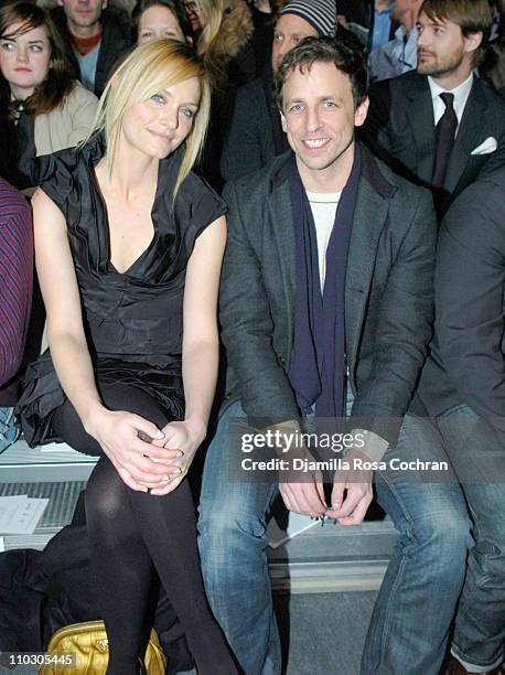 Amber Valletta and Seth Meyers during Mercedes-Benz Fashion Week Fall 2007 - Marc Jacobs - Arrivals at New York State Armory in New York City, New...