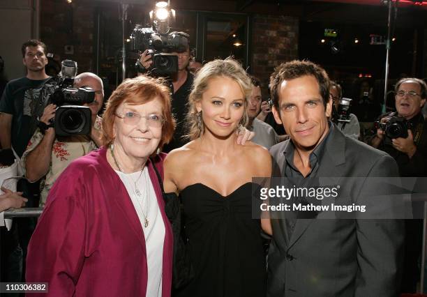 Anne Meara, Christine Taylor and Ben Stiller at the premiere of "The Heartbreak Kid" at Mann's Village Theater on September 27, 2007 in Westwood,...