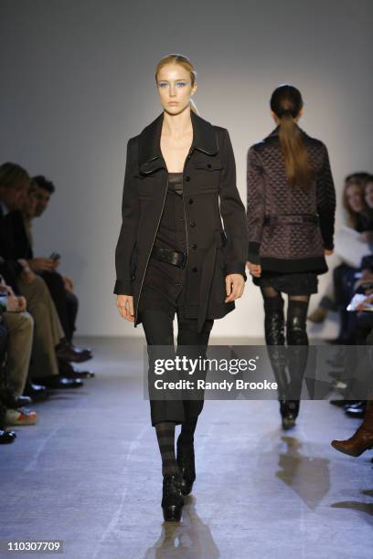 Raquel Zimmermann wearing Phi Fall 2007 during Mercedes-Benz Fashion Week Fall 2007 - Phi - Runway at 76 Ninth Avenue in New York City, New York,...