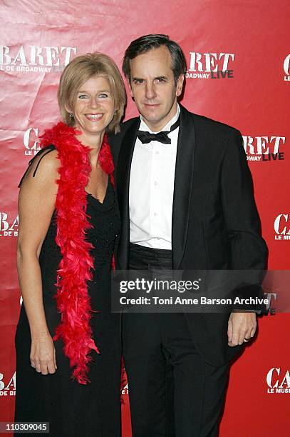 Bernard de la Villardiere and Wife during "Cabaret," Le Musical de Broadway Live Premiere - Arrivals at Les Folies Bergeres in Paris, France.