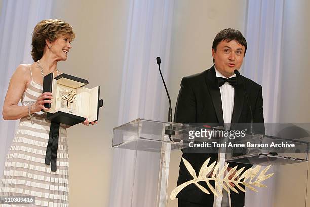 Jane Fonda and Cristian Mungiu, director - Winner of the Palme d'Or