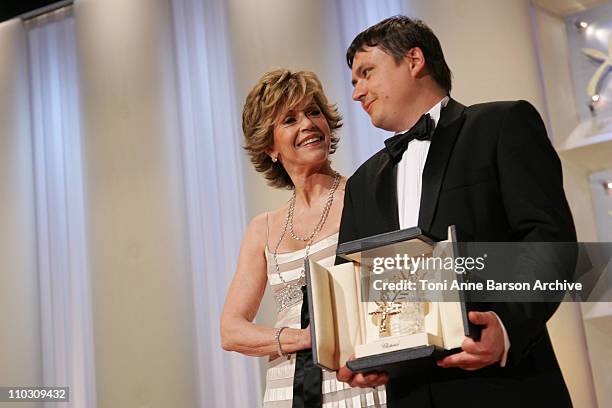 Jane Fonda and Cristian Mungiu, director - Winner of the Palme d'Or