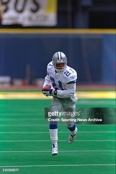 Dallas Cowboys Deion Sanders returns a Pittsburgh Steelers punt during the season opener Aug. 31 at Three Rivers Stadium in Pittsburgh.