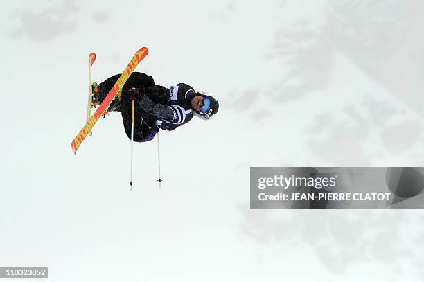 Norway's Andreas Hatveit competes in the Men's Skiing Slopestyle final during the European stage of the Winter X-Games, on March 17 in the sky resort...