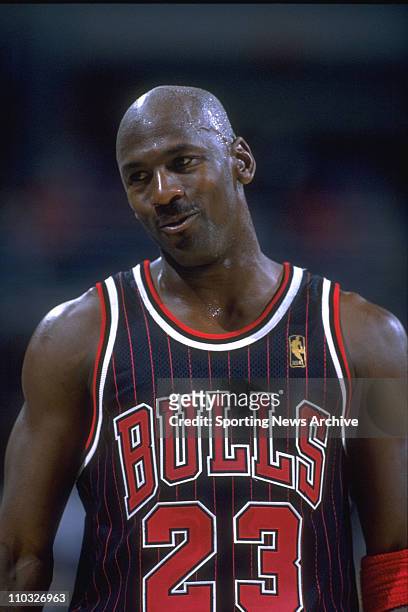 Basketball - Chicago Bulls guard Michael Jordan during a game against the Milwaukee Bucks on December 3, 1996 in Milwaukee. The Bulls won the game...