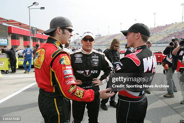 Martin Truex, Shane Hmiel, Jamie McMurray during BUSCH Stater Brothers 300 qualifying at California Speedway in Fontana, CA., on Feb 26, 2005.