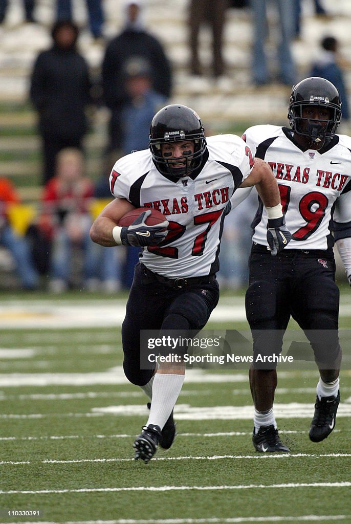 25 Oct 2003: Wes Welker of the Texas Tech Red Raiders during the Raiders' 62-31 loss to the Missouri Tigers at Faurot Field in Columbia, Mo.