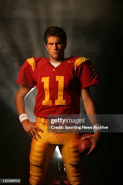 Jul 12, 2005; Los Angeles, CA, USA; USC's quarterback and Heisman Trophy winner MATT LEINART poses for portraits on the Southern California campus in...