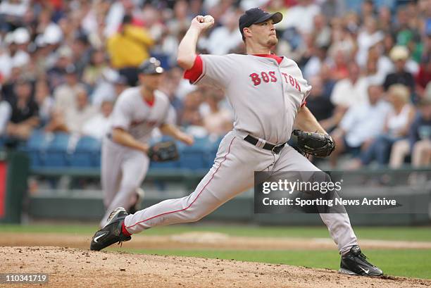 Boston Red Sox Wade Miller against Chicago White Sox in Chicago, Ill., on July 23, 2005. The Red Sox won 3-0.