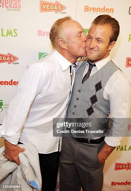 Actor James Caan and actor Scott Caan arrives at the "Mercy" red carpet during the 11th annual CineVegas film festival at the Brenden Theatres at The...