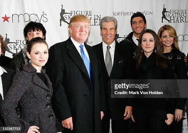 Sasha Cohen, Benefit donor Donald Trump, Terry Lundgren, Evan Lysacek, Sarah Hughes and Tanith Belbin attend the 2008 Skating with the Stars, Under...