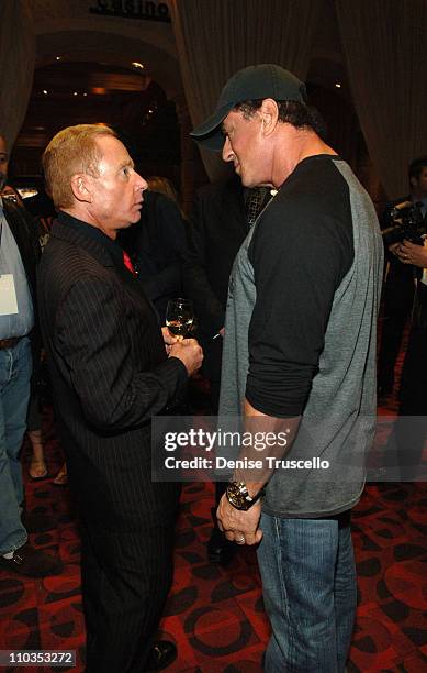 Publicist Elliot Mintz and actor Sylvester Stallone at Planet Hollywood Resort & Casino's Grand Opening Weekend on November 16, 2007 in Las Vegas,...