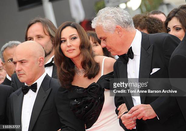 Luca Zingaretti, Monica Bellucci and director Marco Tullio Giordana attend the "Wild Blood" premiere at the Palais des Festivals during the 61st...