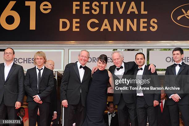 Actor Fabrizio Rongione, co-director Luc Dardenne, actress Arta Dobroshi, co-director Jean-Pierre Dardenne, actor Jeremie Renier and guests attend...