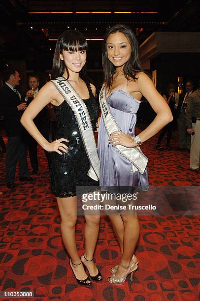 Miss Universe 2007 Riyo Mori and Miss USA 2007 Rachel Smith at Planet Hollywood Resort & Casino's Grand Opening Weekend on November 16, 2007 in Las...